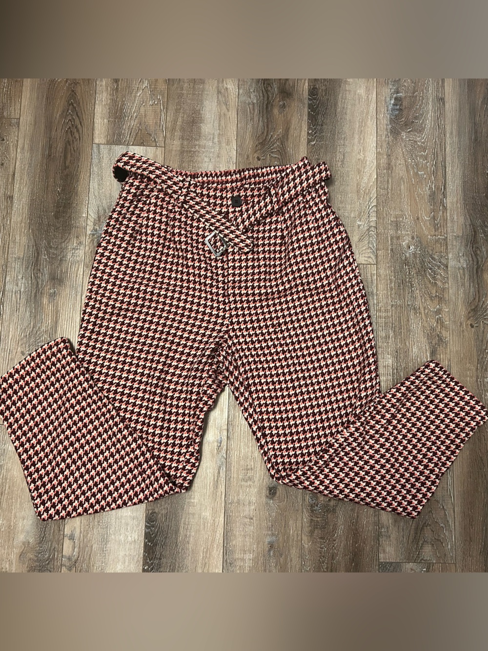 Women’s Houndstooth Dress Pants in Black & Red